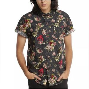STAR‎ WARS Men's Boba Fett Floral Woven Short Sleeve Button-Down Tee Size XL